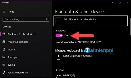 bật tắt Bluetooth trên Windows 10