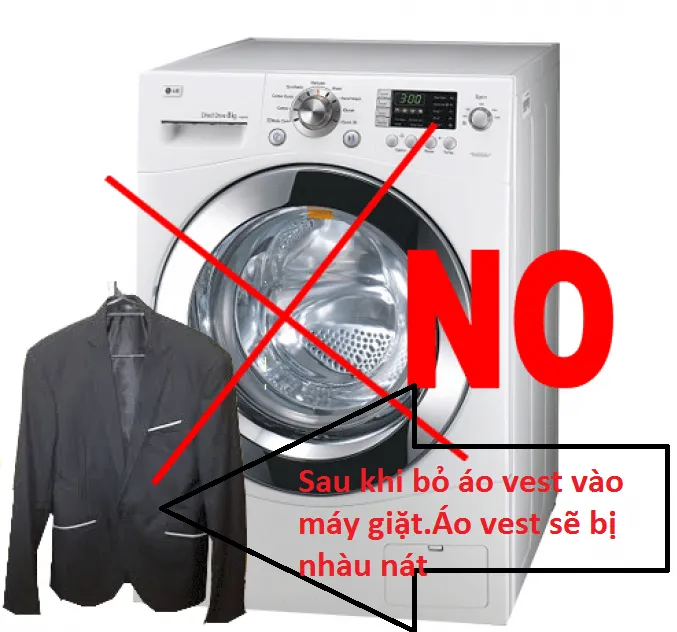 Tuyệt đối không giặt áo vest bằng máy giặt