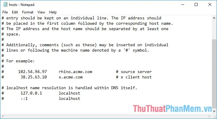 Mở file hosts sau đó xóa dòng lệnh chứa địa chỉ trang web muốn chặn