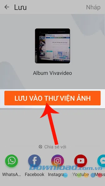 Nhấp vào nút Lưu vào thư viện ảnh