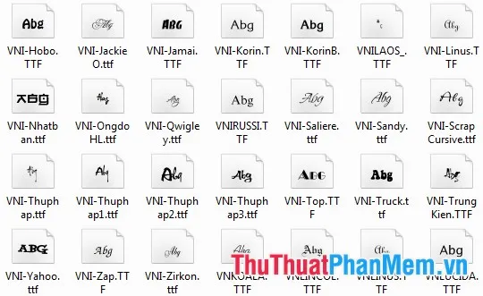 Bộ Font VNI có sẵn