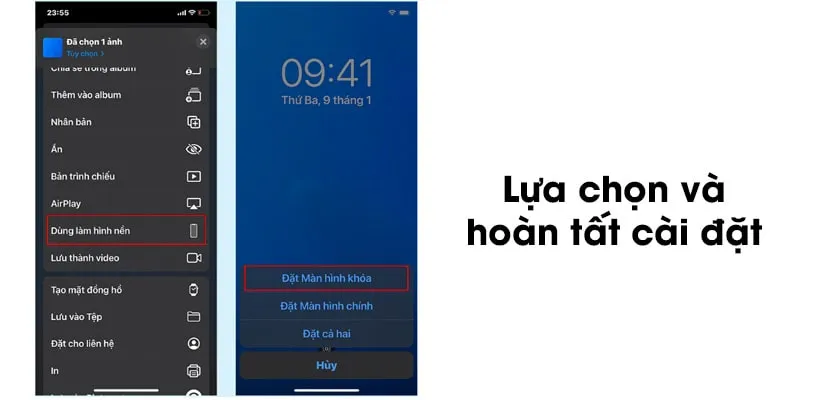 Chọn đặt làm hình nền khóa