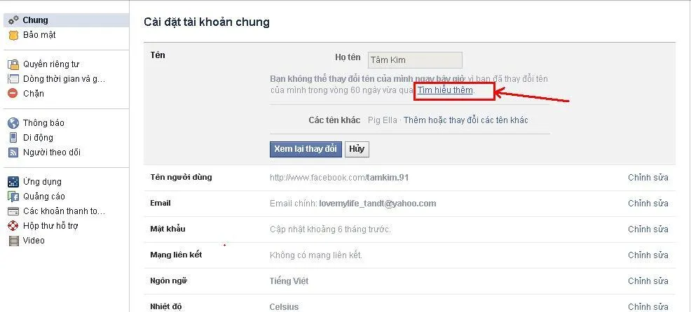 Facebook,thủ thuật Facebook,Đổi tên Facebook