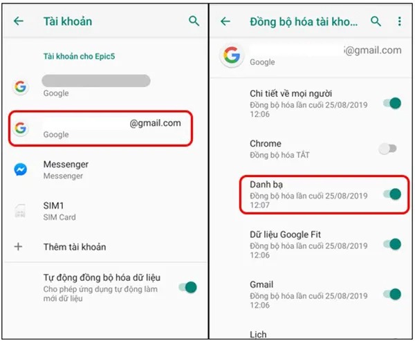 Đăng nhập tài khoản Gmail để sao lưu và đồng bộ danh bạ Android lên Gmail