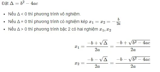 Cách giải phương trình bậc 2 và tính nhẩm nghiệm PT bậc 2