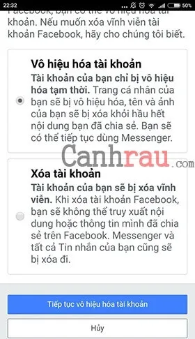 tạm khóa facebook bằng điện thoại iphone ipad samsung hình 2