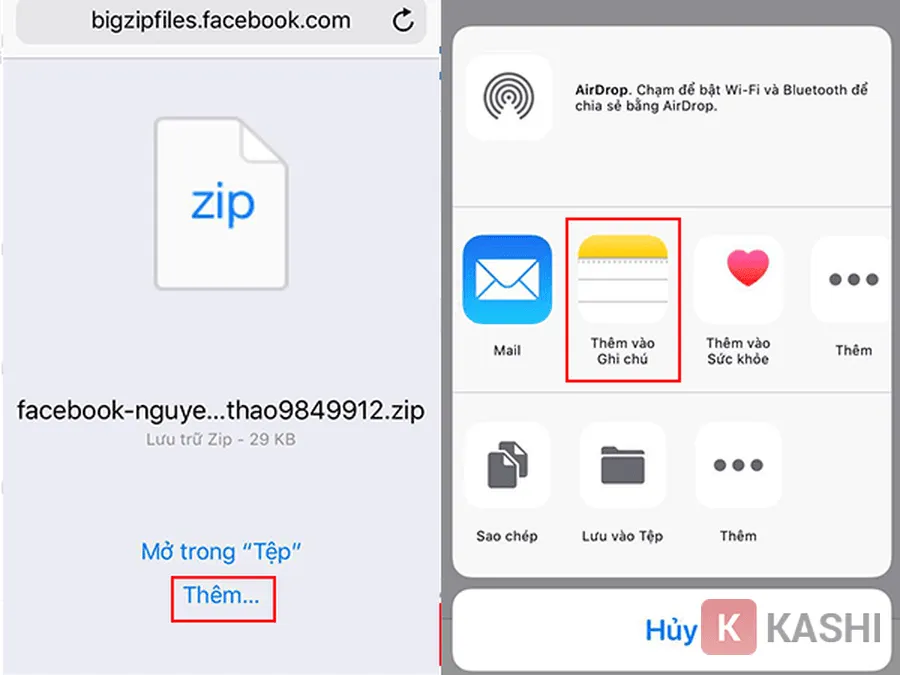 Chọn "Thêm" = "Thêm vào ghi chú"