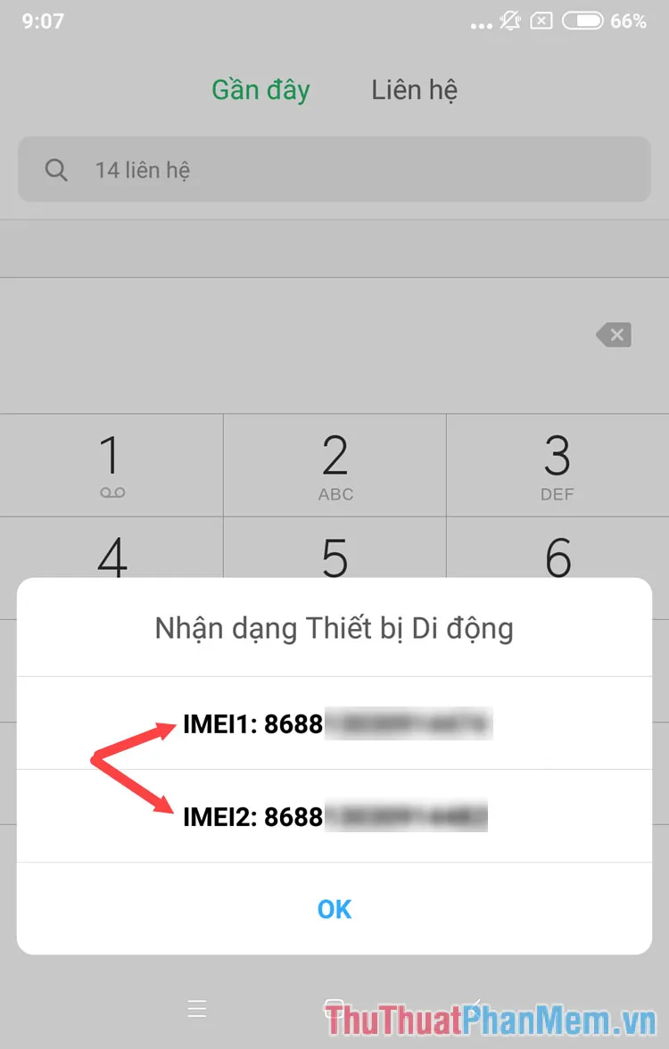 Sẽ có thông báo về Imei trên máy của bạn