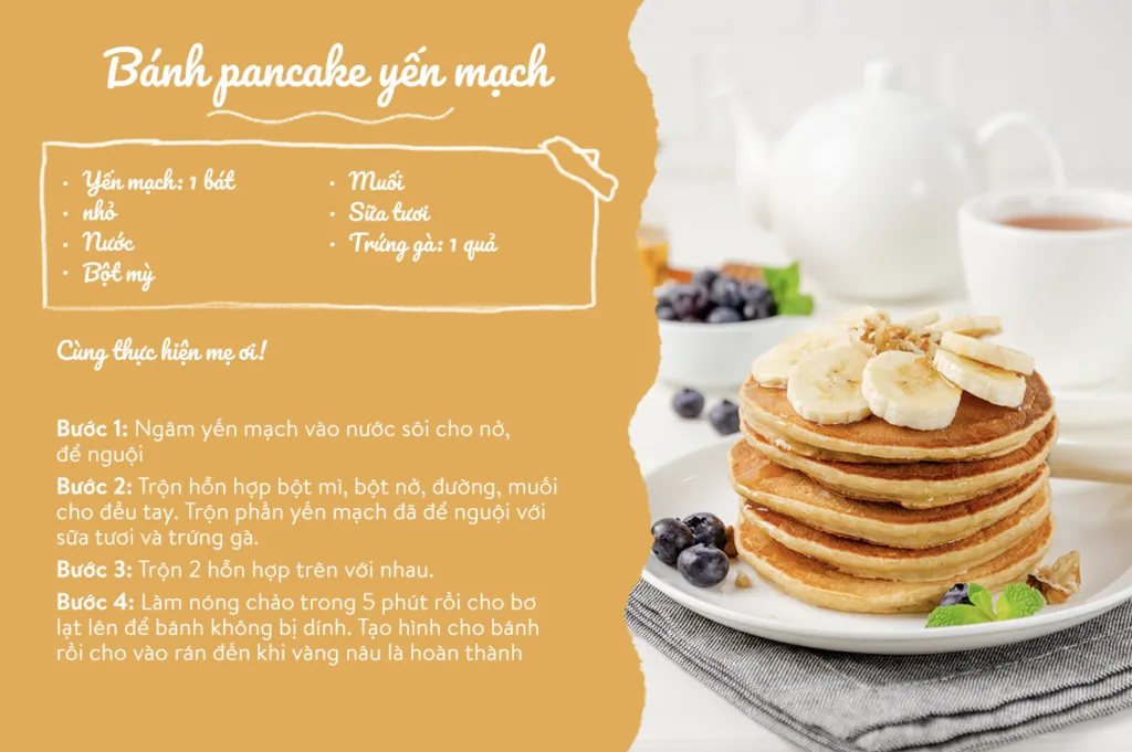 Làm bánh pancake yến mạch cho bé