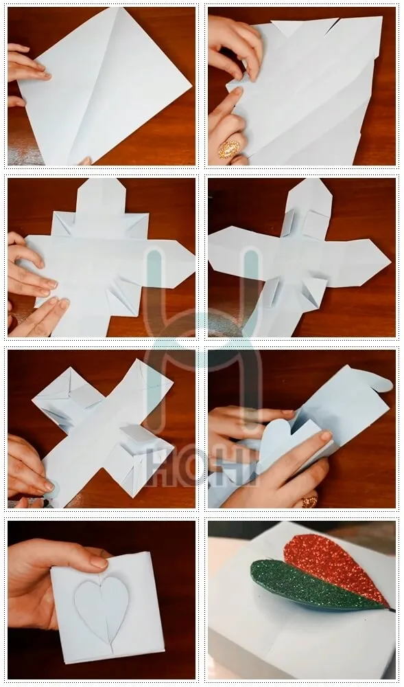 cách làm hộp quà bằng giấy hình trái tim handmade