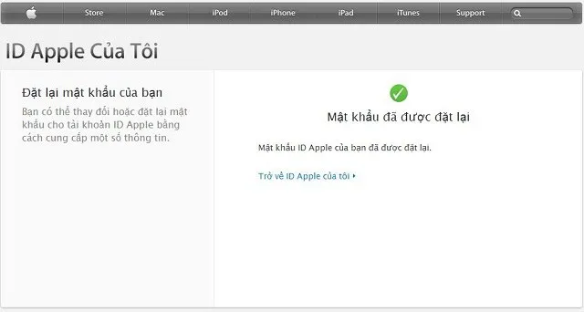  Và bạn đã lấy lại được mật khẩu ID Apple