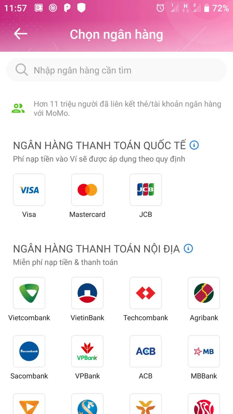 cách liên kết momo với ngân hàng vietcombank