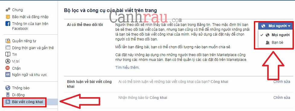 bật chế độ theo dõi công khai facebook hình 4