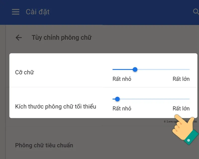 Tùy chỉnh cỡ chữ dễ dàng