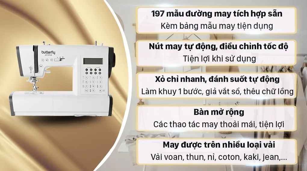 Máy may không vào điện