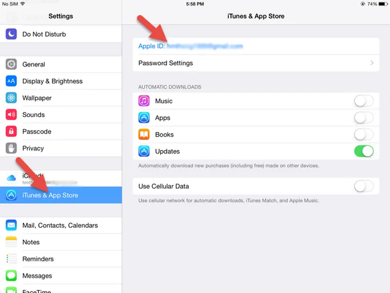 Tại giao diện chính của iOS hãy chọn đến Setting -- iTunes & App Store