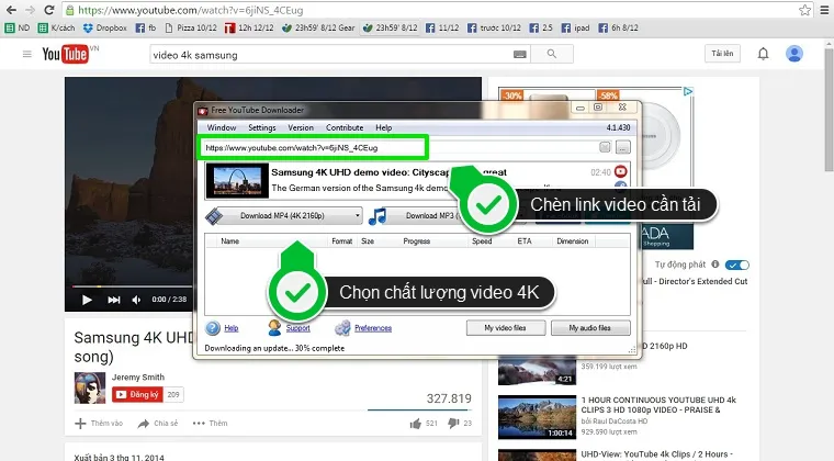 Dán đường link video cần tải và chọn chuẩn 4K