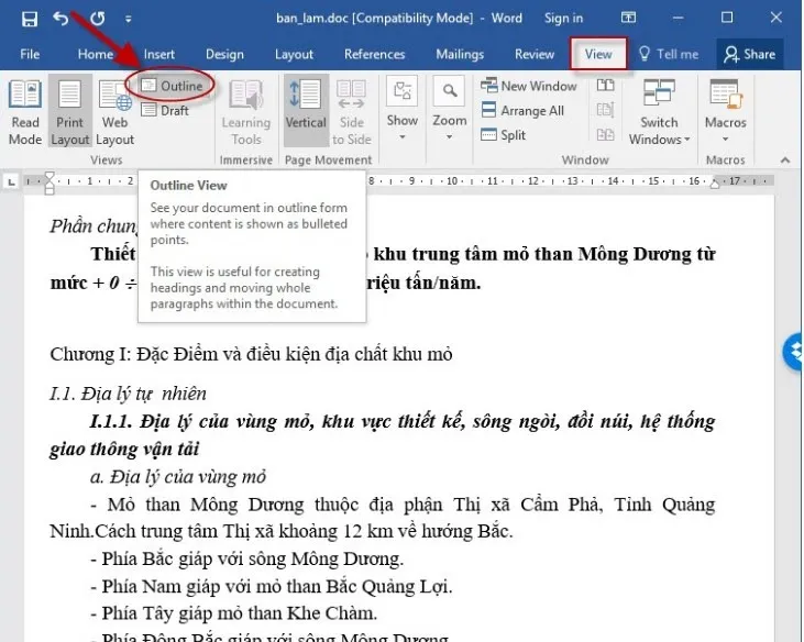 Tạo mục lục thủ công trong Word 2016