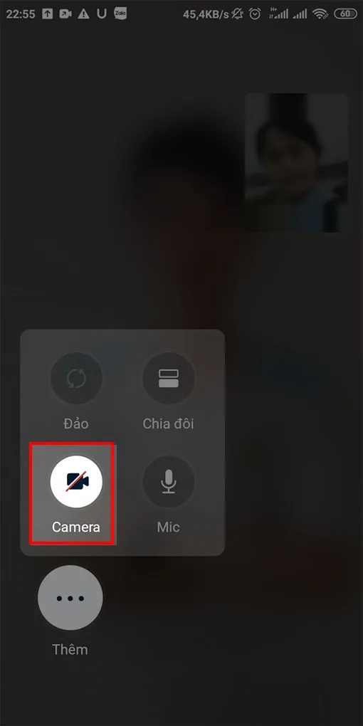 Tắt camera video call