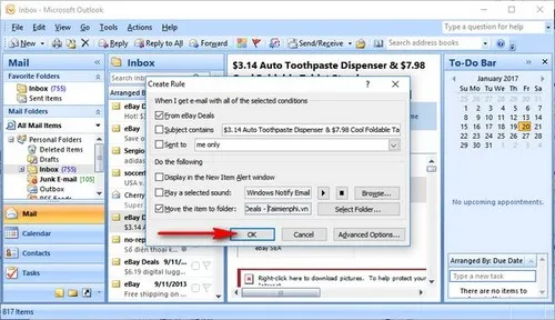 tao rule trong outlook