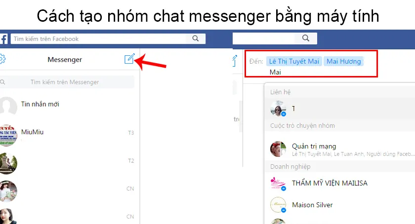 Cách tạo nhóm chat trên messenger bằng máy tính