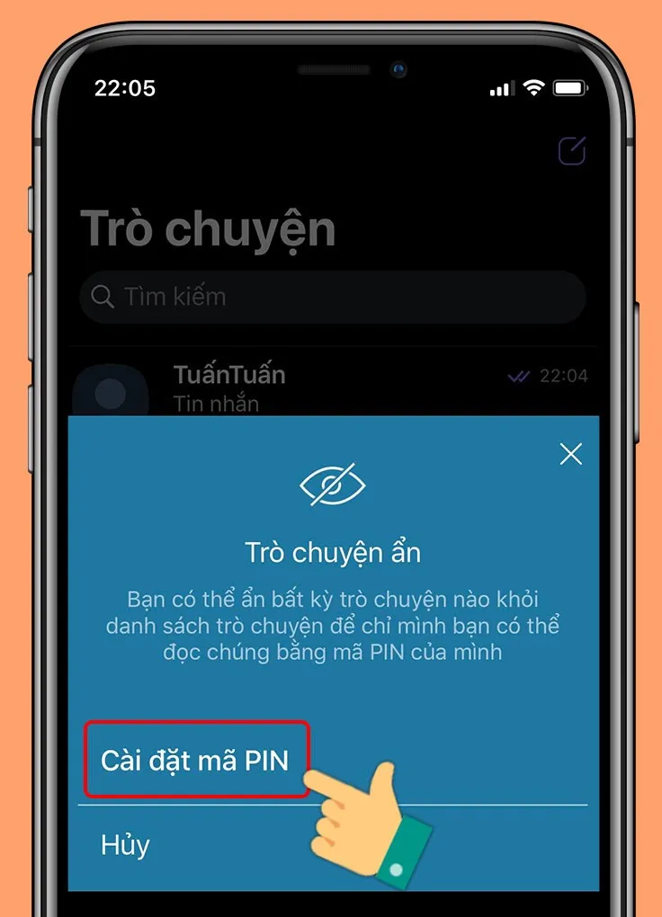 Chọn Cài đặt mã PIN