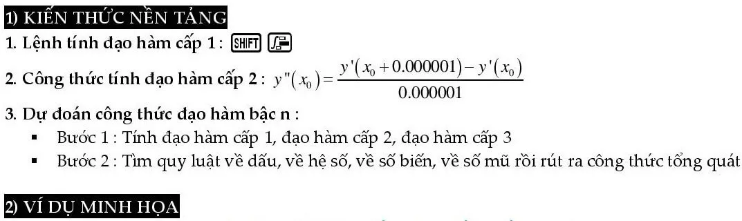 Cách bấm máy tính đạo hàm