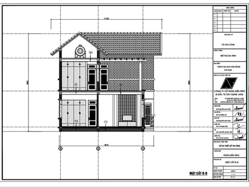 Cách đọc bản vẽ thiết kế nhà đối với mặt cắt BB