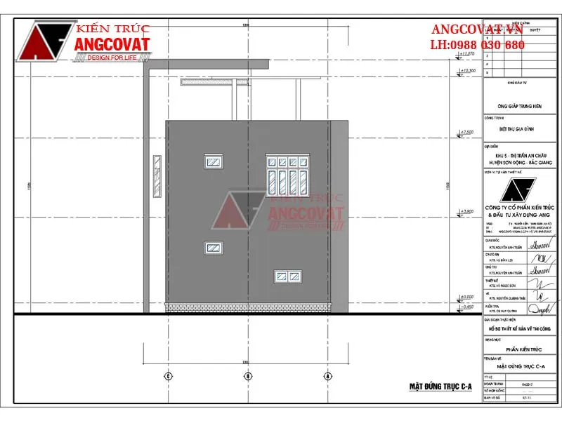 Cách đọc bản vẽ thiết kế nhà đối với mặt đứng trục C-A