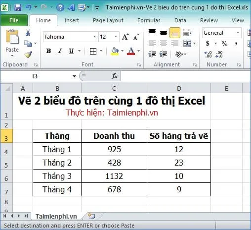 ve 2 bieu do tren cung 1 do thi trong excel 2