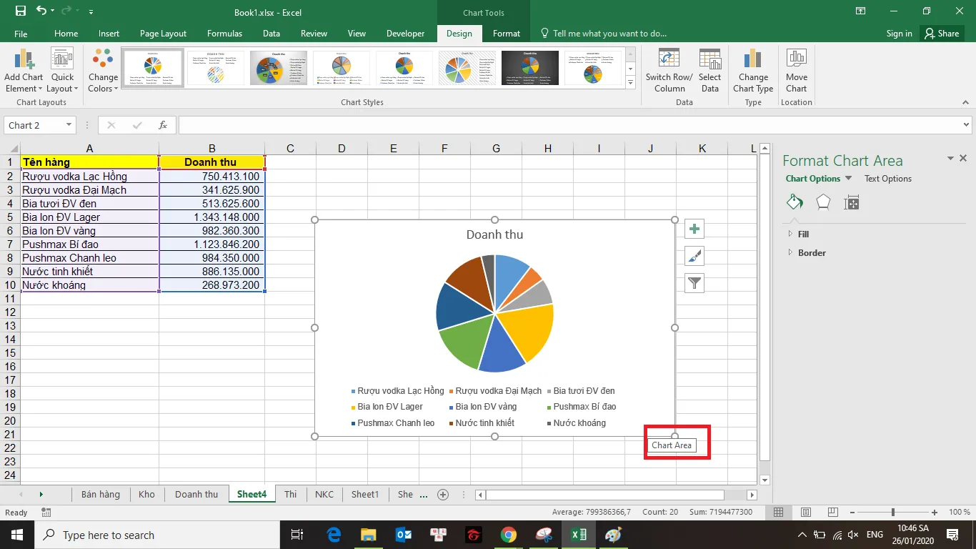 Cách vẽ đồ thị tròn trong Excel 16