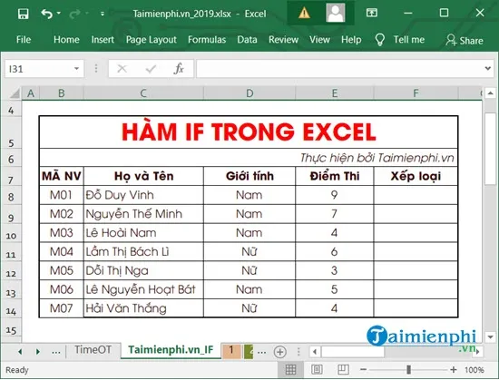 ham if trong Excel 