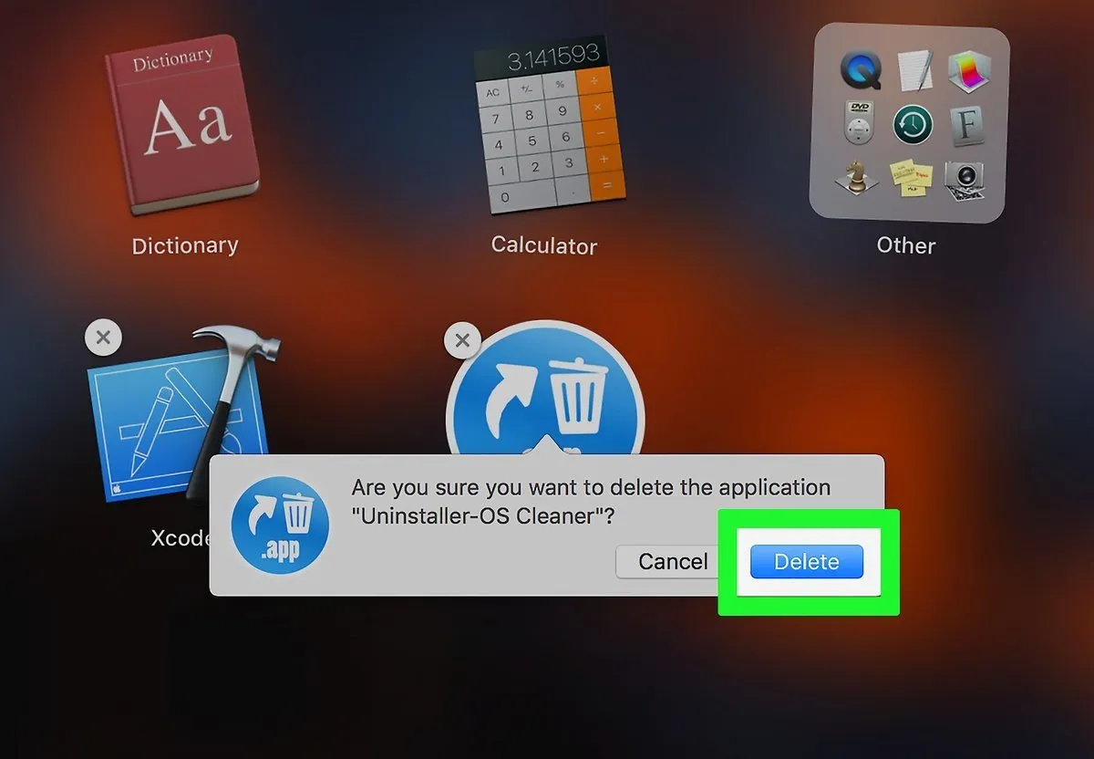 xác nhận Delete để gỡ ứng dụng trên Mac 