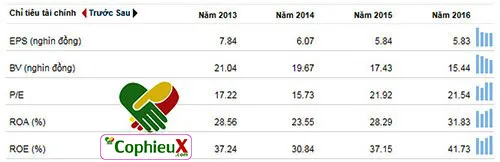 Chỉ số P/E ROA ROE của Vinamilk (VNM)