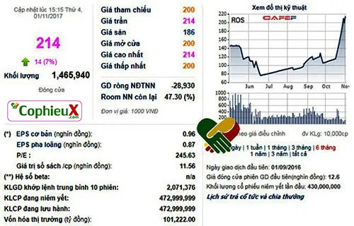 Chỉ số P/E, PE, P/E của ROS