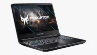 Acer Predator Helios 300 gaming laptop on angle on white background