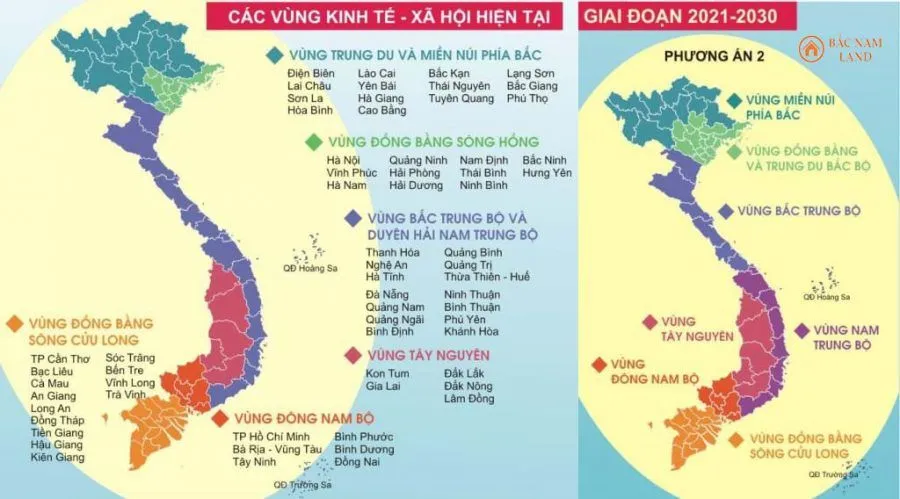 Hiện tại cả nước chia thành 7 vùng kinh tế - xã hội và 4 vùng kinh tế trọng điểm