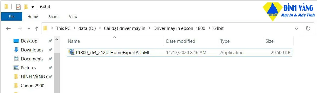 Giải nén file driver máy in epson l1800