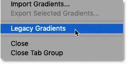 Loading the Legacy Gradients trong Photoshop