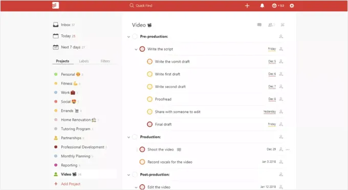 Todoist to do list