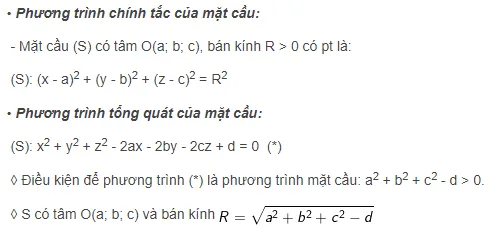 các dạng phương trình mặt cầu 