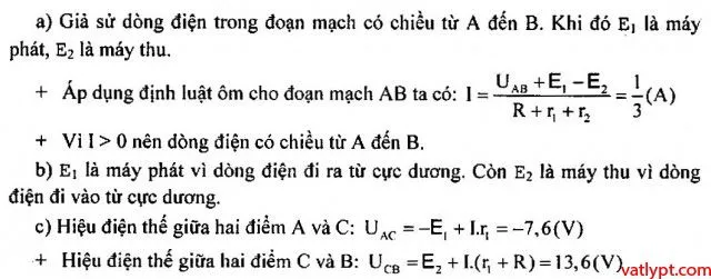 Định luật ôm cho đoạn mạch chứa nguồn, máy thu, vật lí lớp 11