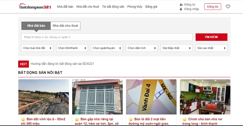 Trang web mua bán nhà đất trực tuyến Batdongsan321.com