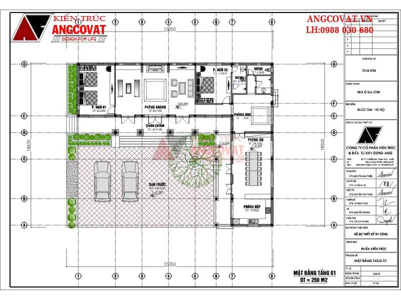 bố trí nhà 3 gian 2 chái hiện đại