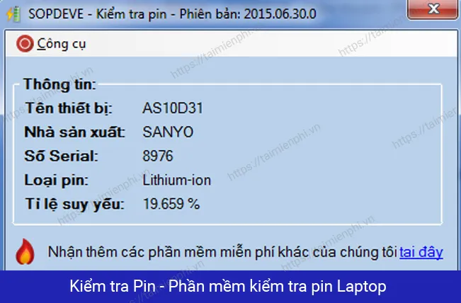 phan mem kiem tra pin laptop