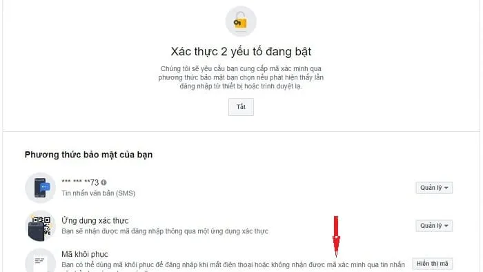 Bật trình tạo mã trong phần tủy chỉnh bảo mật 2 lớp