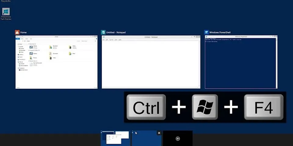 Close virtual desktop shortcut
