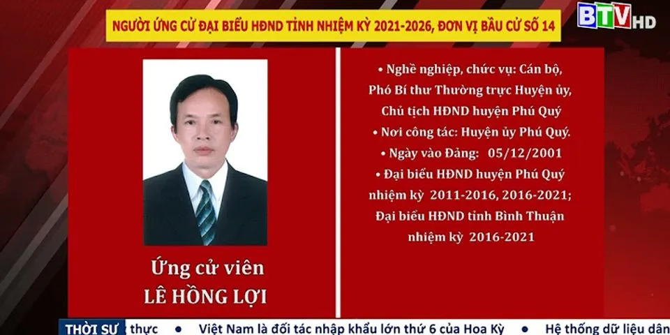 Danh sách ứng cử Hội đồng nhân dân tỉnh Bình Thuận