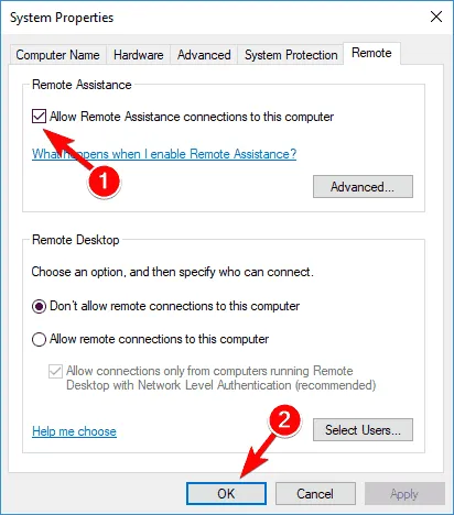 Windows 10 Remote Desktop credentials did not work