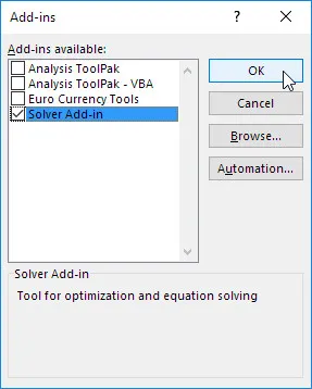 Cách tải Solver Add-in trong Excel